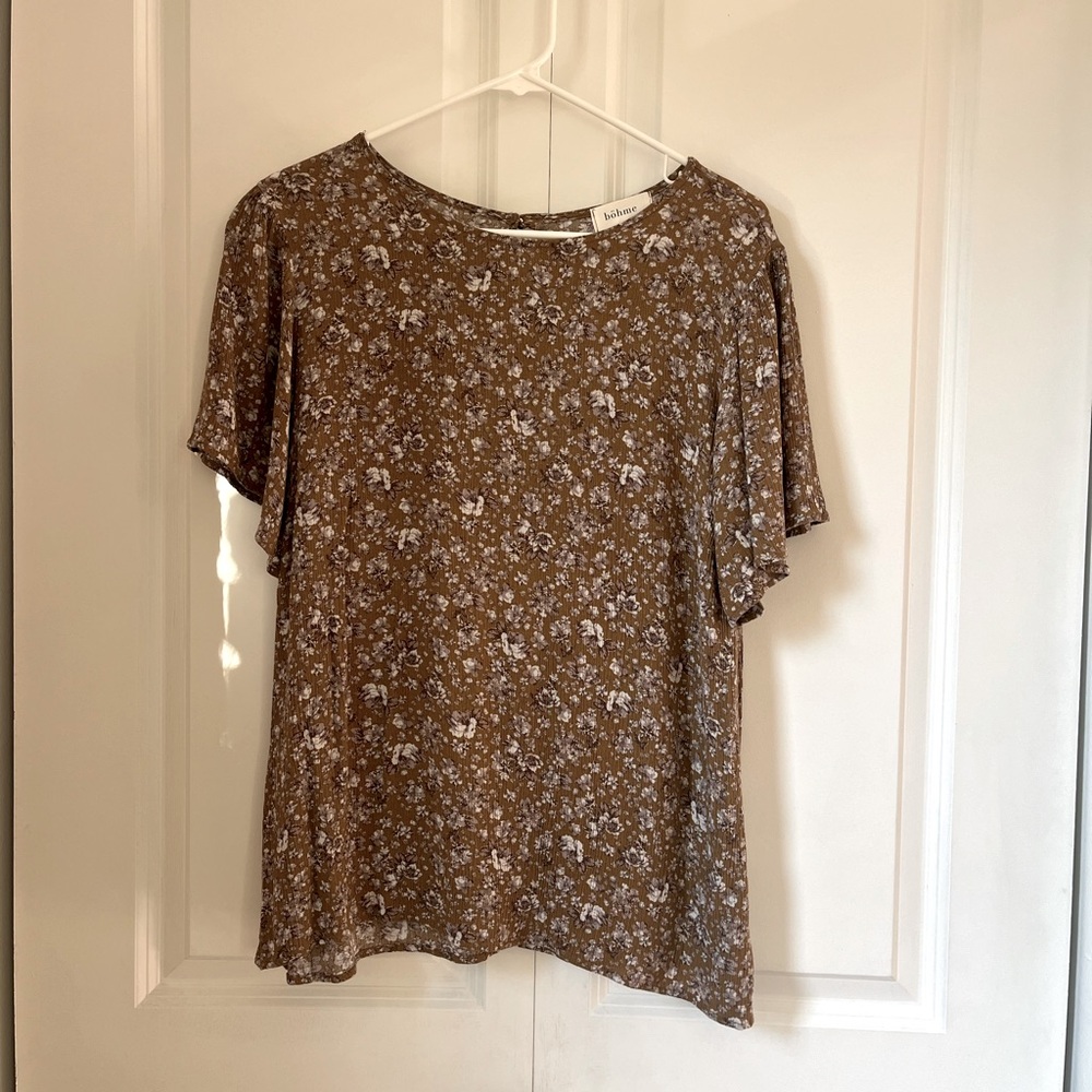 Böhme Flowy Sleeve Boho Floral Top Sz Small